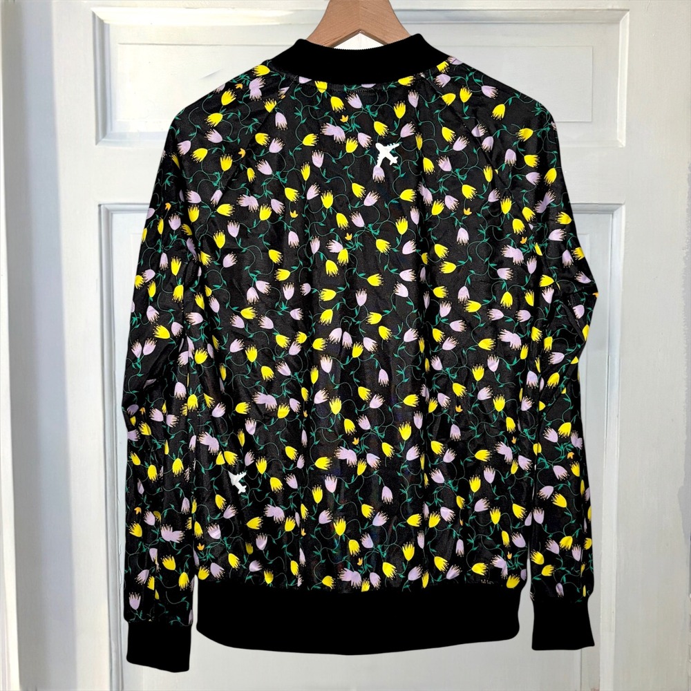 Adidas Originals Track Jacket Floral Black Tulip All over Print Zip Womens Large - Picture 5 of 10